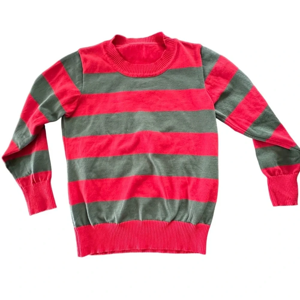 Freddy Krueger Nightmare on Elm Street Striped Costume Sweater Red Green Mens M